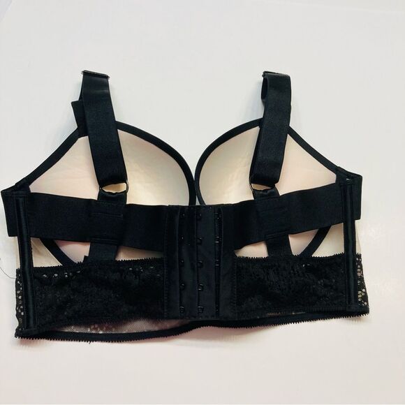 Victoria Secret Banded Lace Very Sexy Push Up Bra Caged Wide Strap Sz 34C Black - Picture 7 of 15